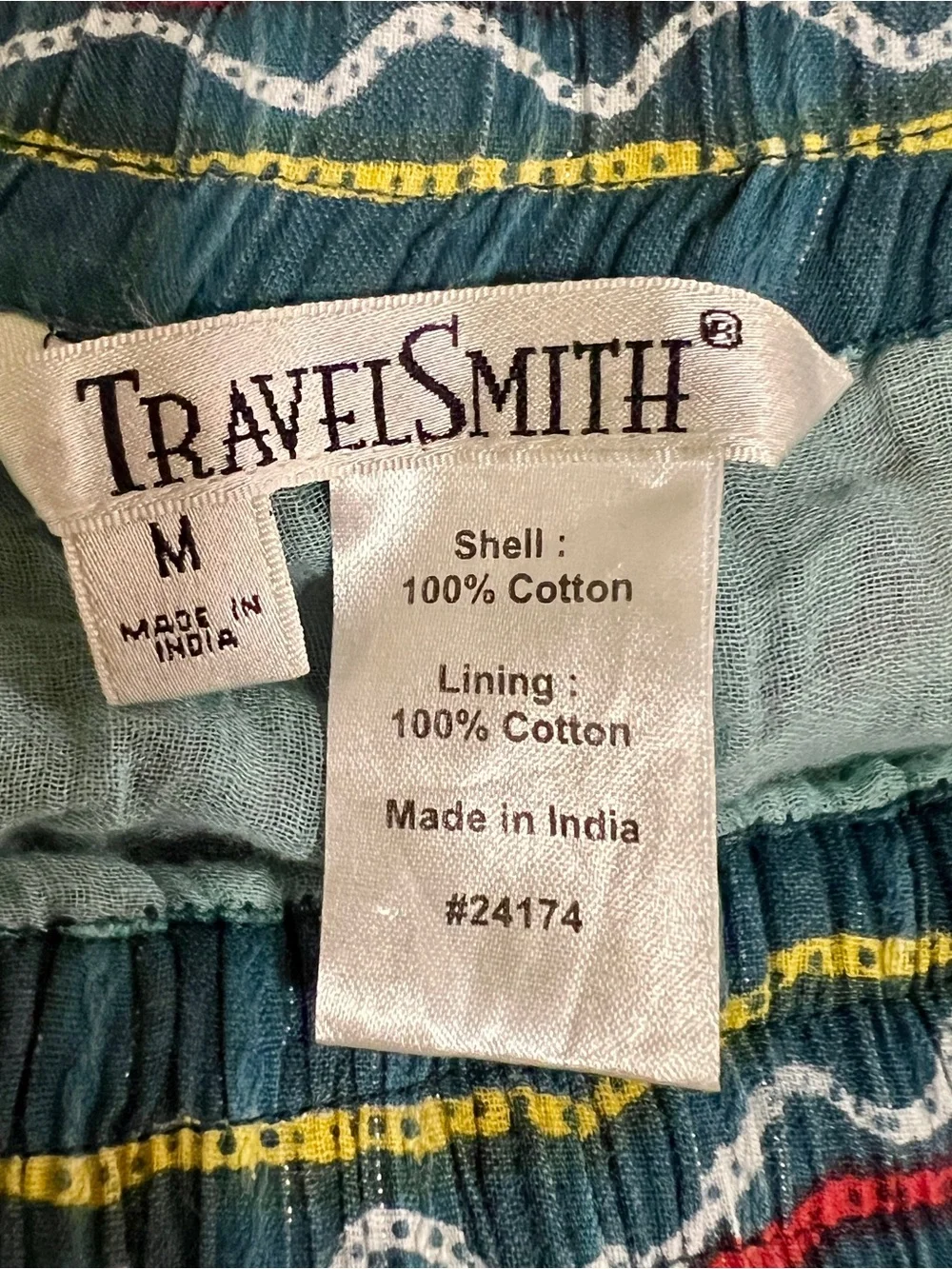 TravelSmith Wms Colorful Cotton Patchwork Tiered Paisley Boho Gypsy Maxi Skirt M